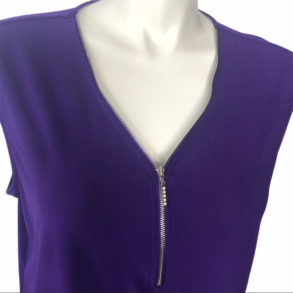 NEW!!! 89th & Madison purple zip front blouse 1X - Picture 2 of 8